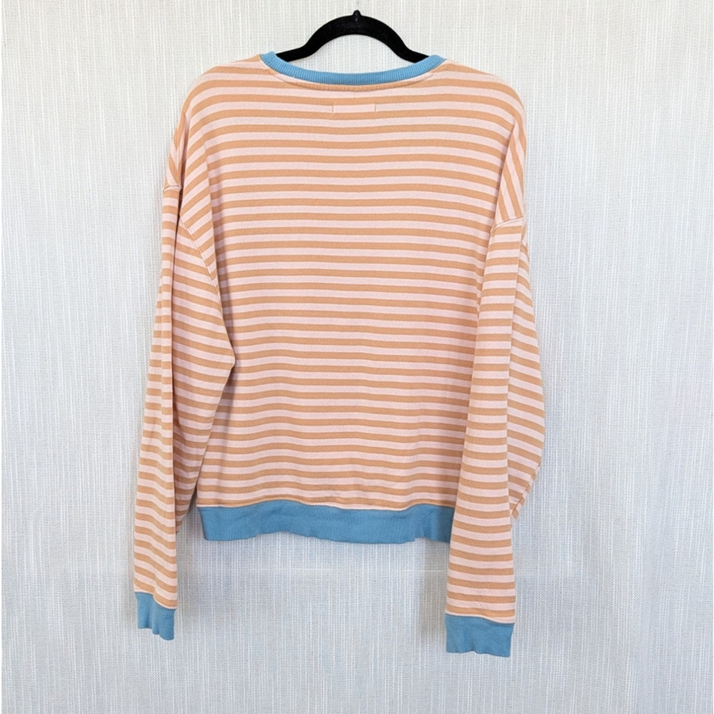 We The Free People Striped Sweatshirt Oversized Womens S Cotton Crewneck - Picture 3 of 8
